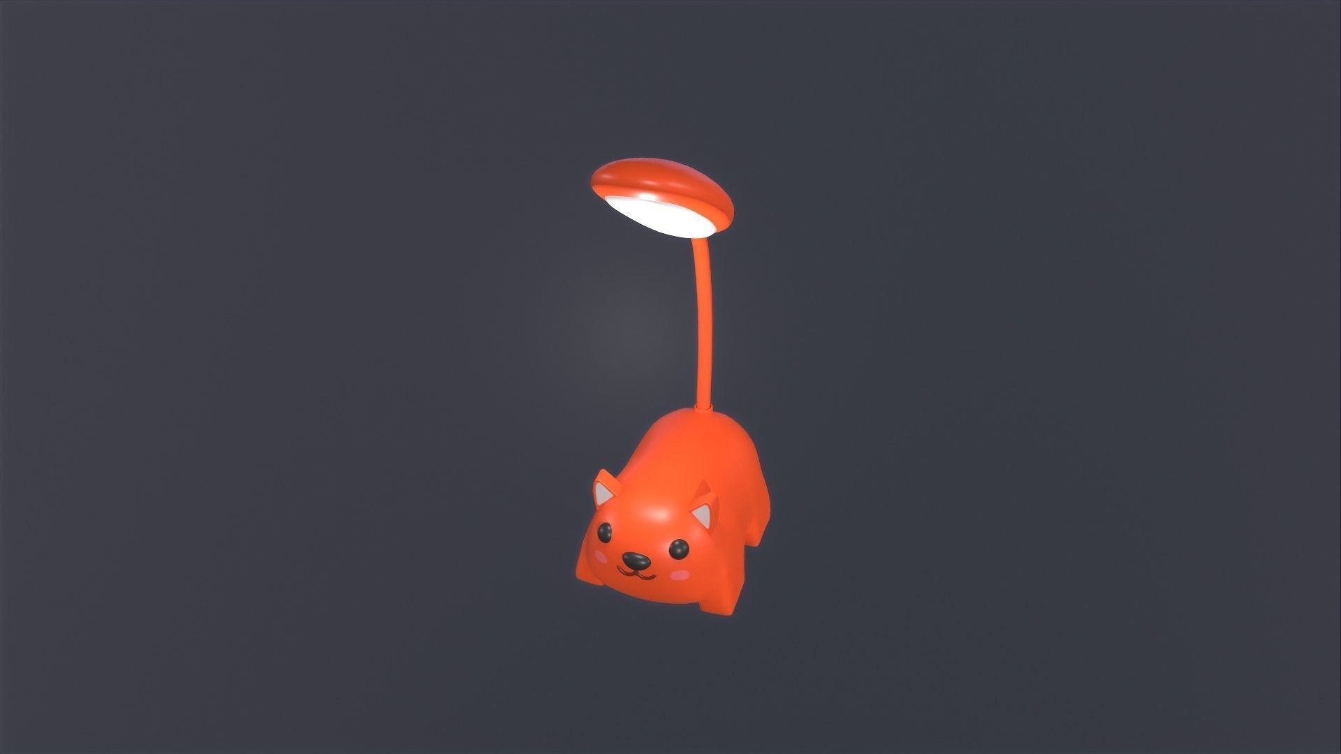 Fox Desk Lamp Cute Low-poly 3D model_10