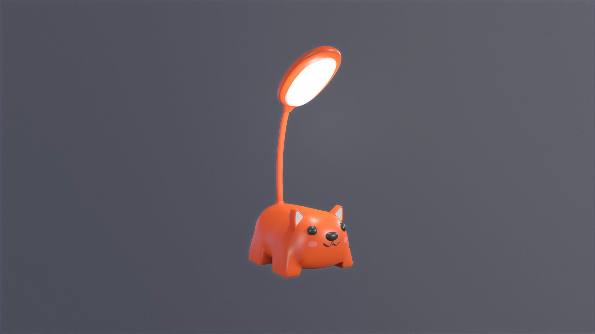 Fox Desk Lamp Cute Low-poly 3D model_7
