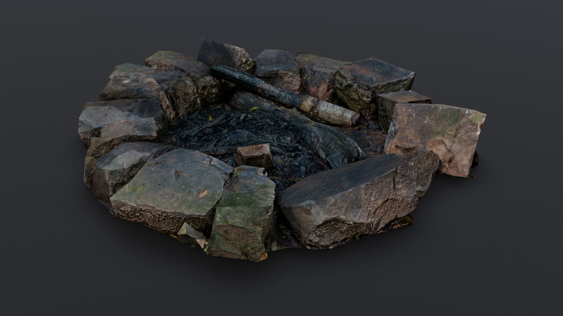 Fire Pit 3D Model Low-poly 3D model_3
