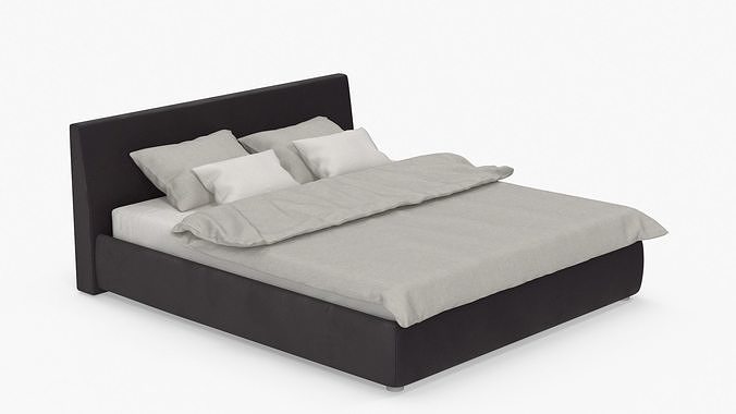 Modern Upholstered Double Bed 3D model 5