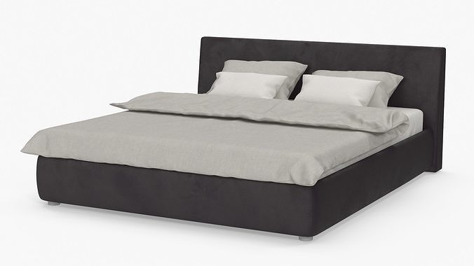 Modern Upholstered Double Bed 3D model 6