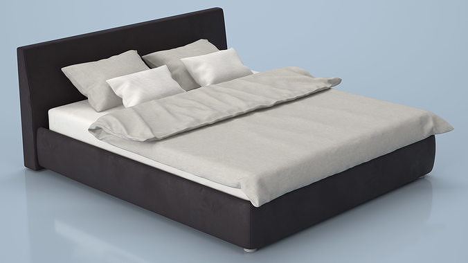 Modern Upholstered Double Bed 3D model 4
