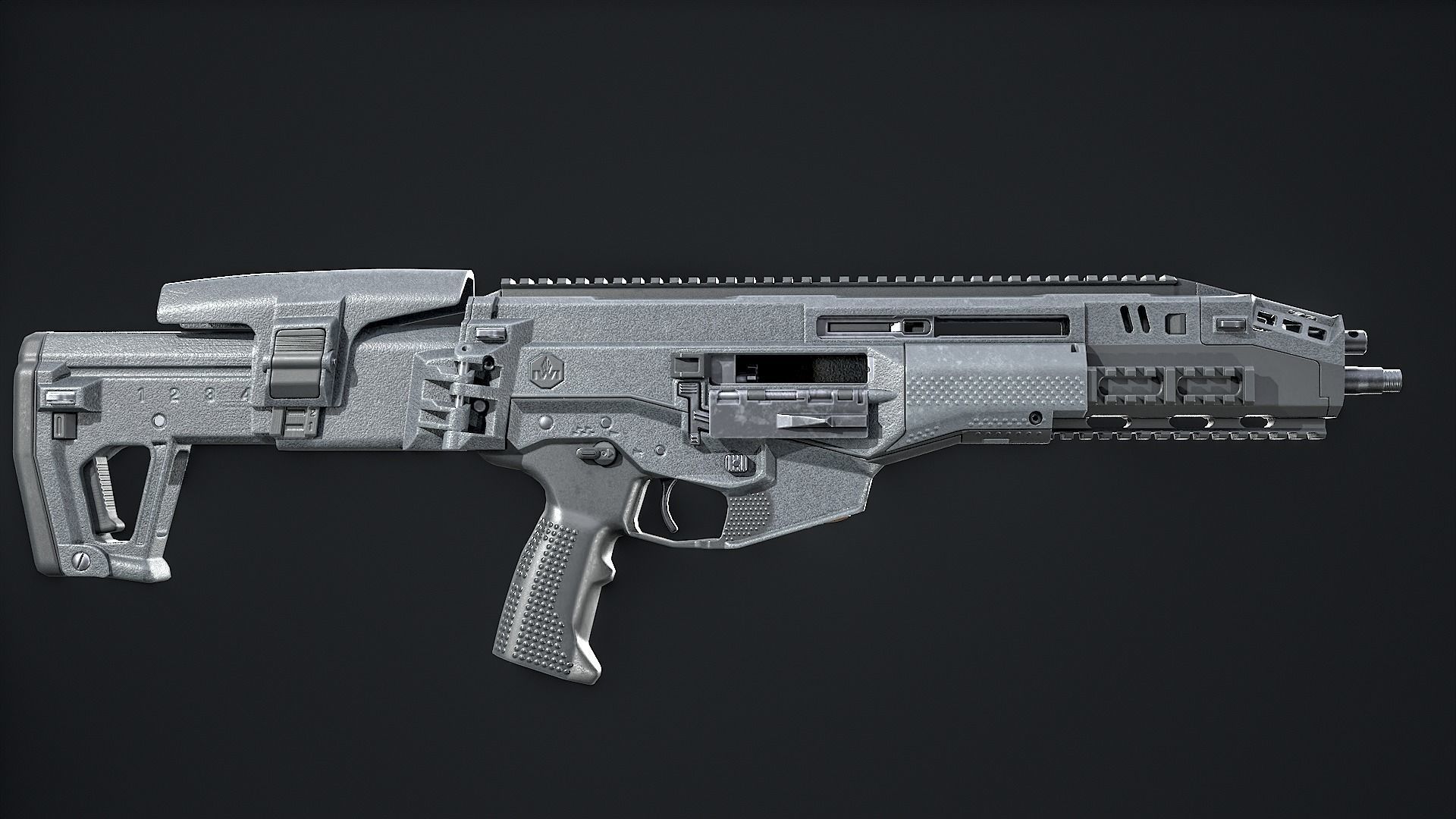 Modern Assault Rifle Low-poly 3D model_9