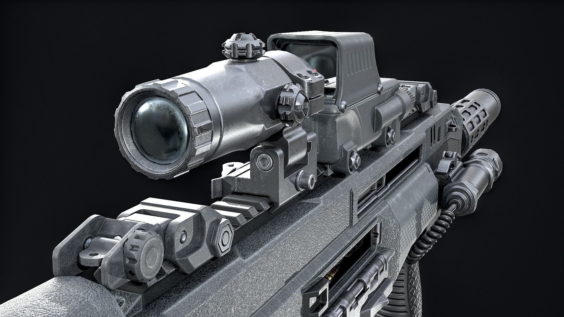 Modern Assault Rifle Low-poly 3D model_19