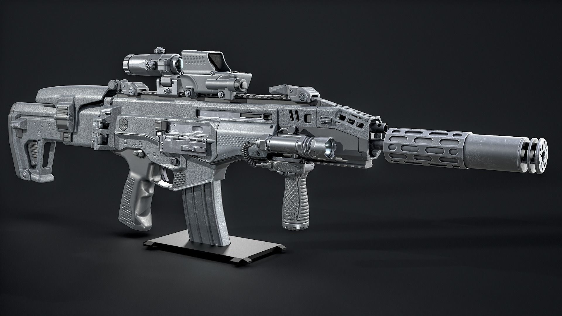Modern Assault Rifle Low-poly 3D model_3