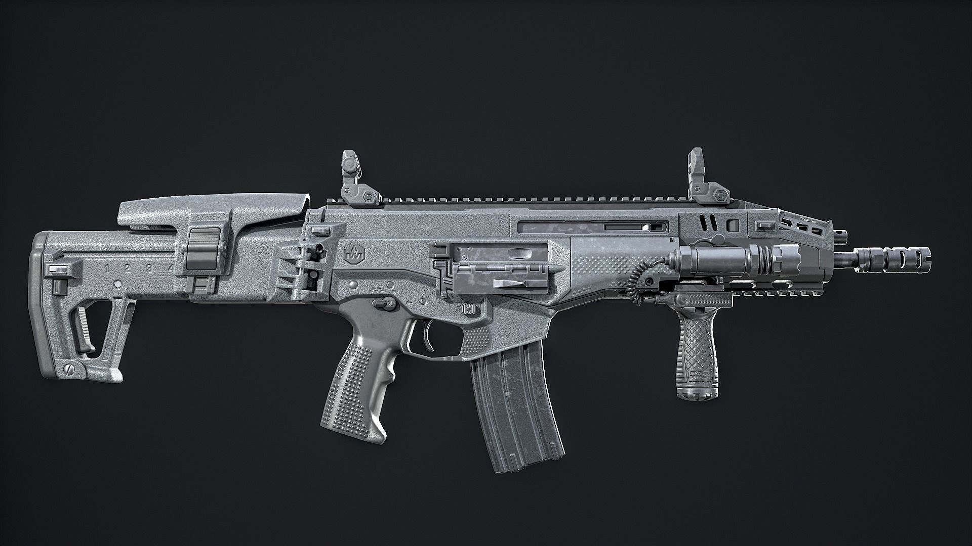 Modern Assault Rifle Low-poly 3D model_8