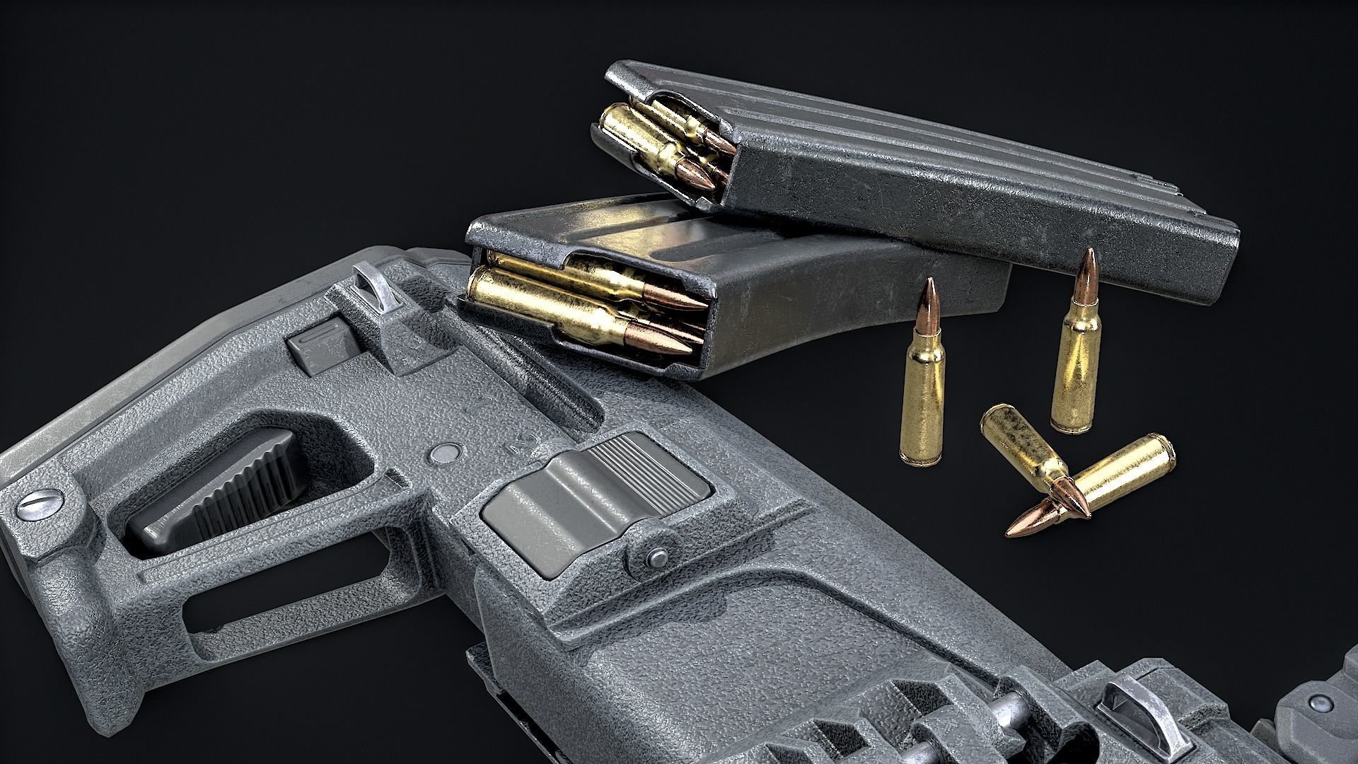 Modern Assault Rifle Low-poly 3D model_21