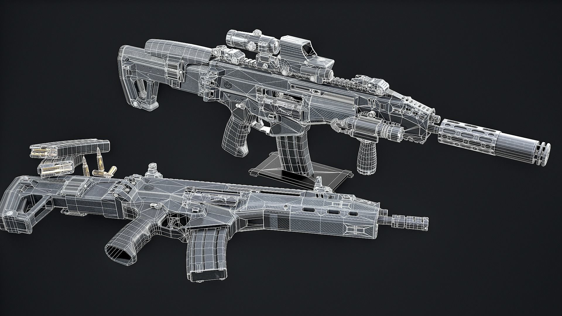 Modern Assault Rifle Low-poly 3D model_22