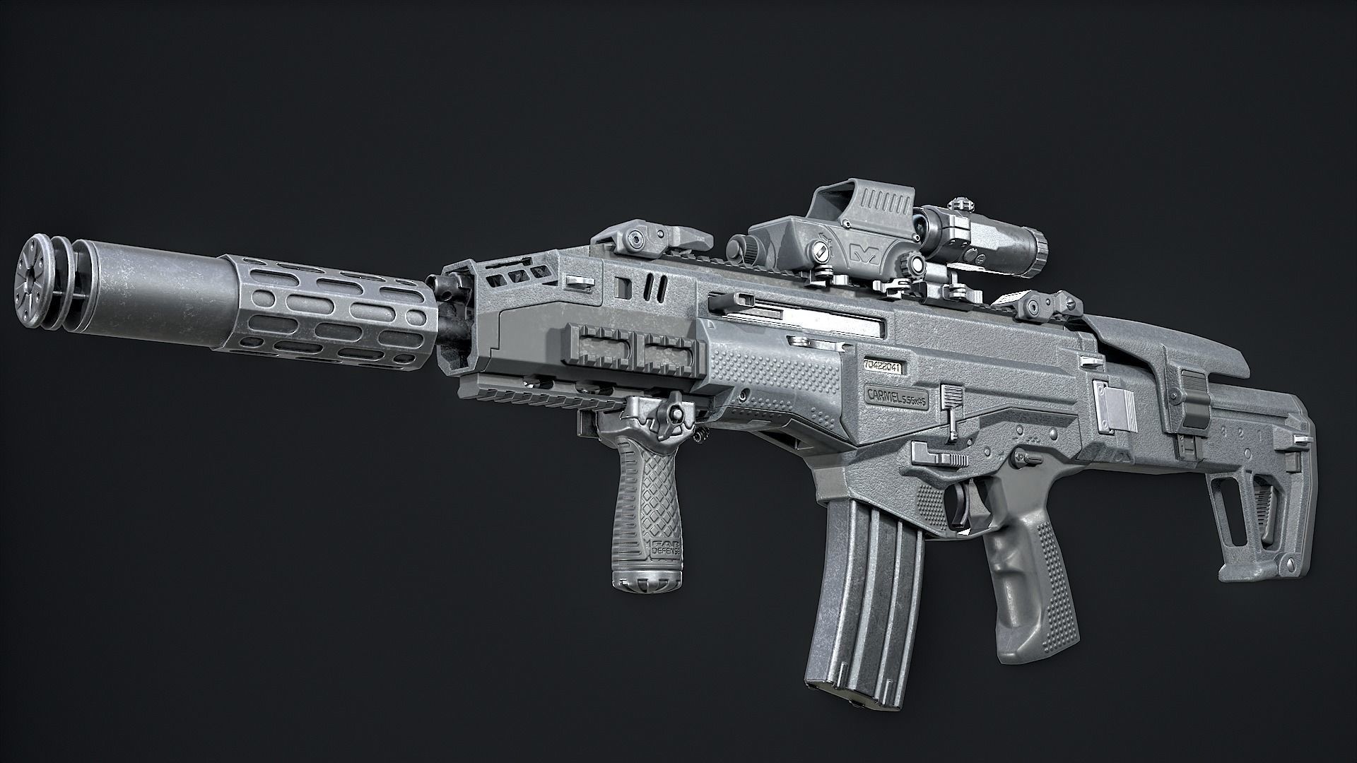 Modern Assault Rifle Low-poly 3D model_4