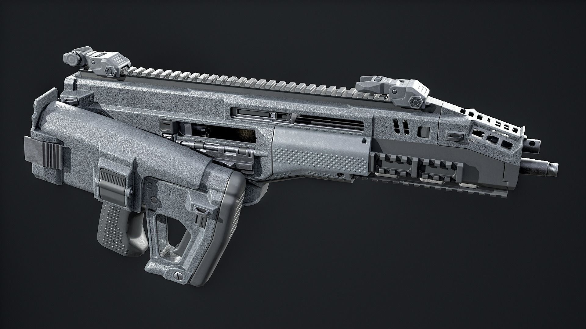 Modern Assault Rifle Low-poly 3D model_11