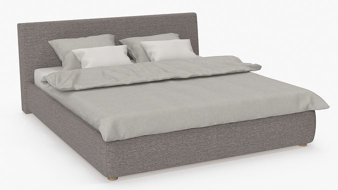 Double Bed with Headboard 3D model 5
