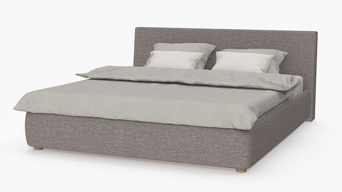Double Bed with Headboard 3D model 6
