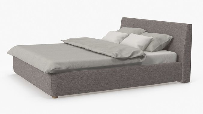 Double Bed with Headboard 3D model 7