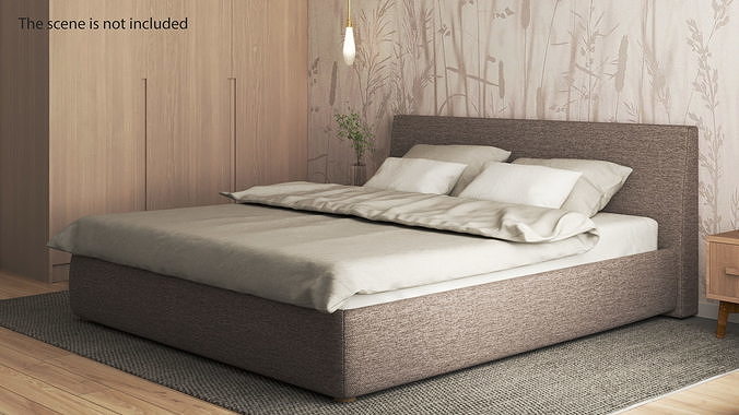 Double Bed with Headboard 3D model