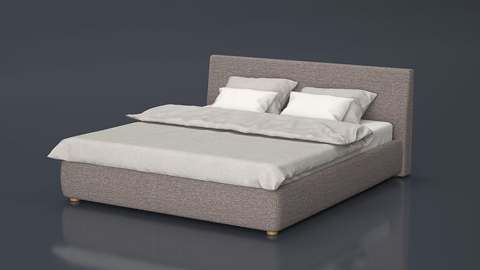Double Bed with Headboard 3D model 4