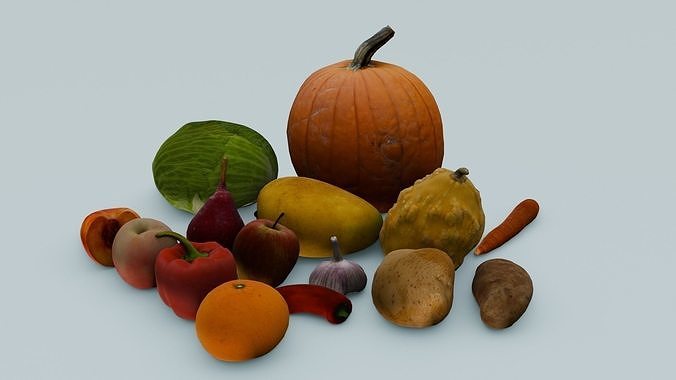 Fruits and Vegetables Pack 3D Model Low-poly 3D model