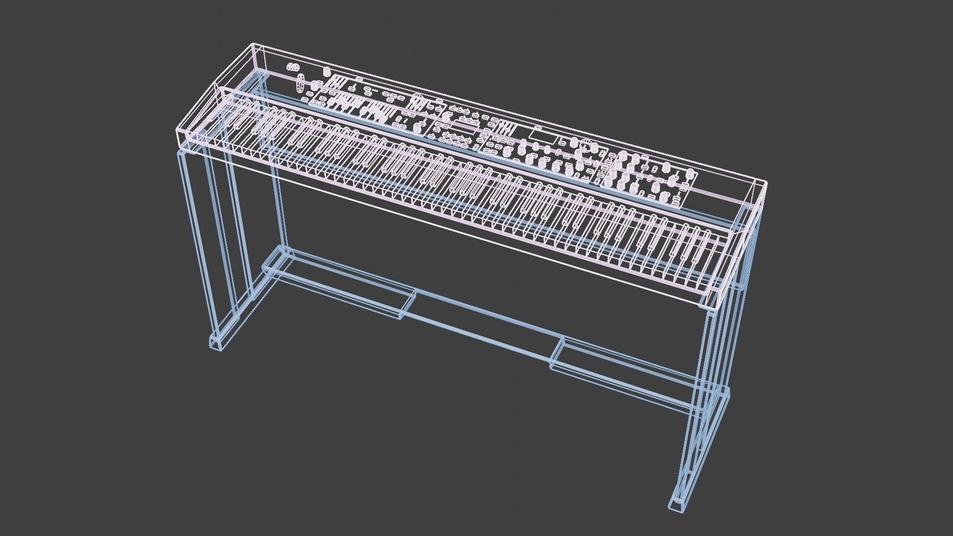 Electric Piano Keyboard Low-poly 3D model_3