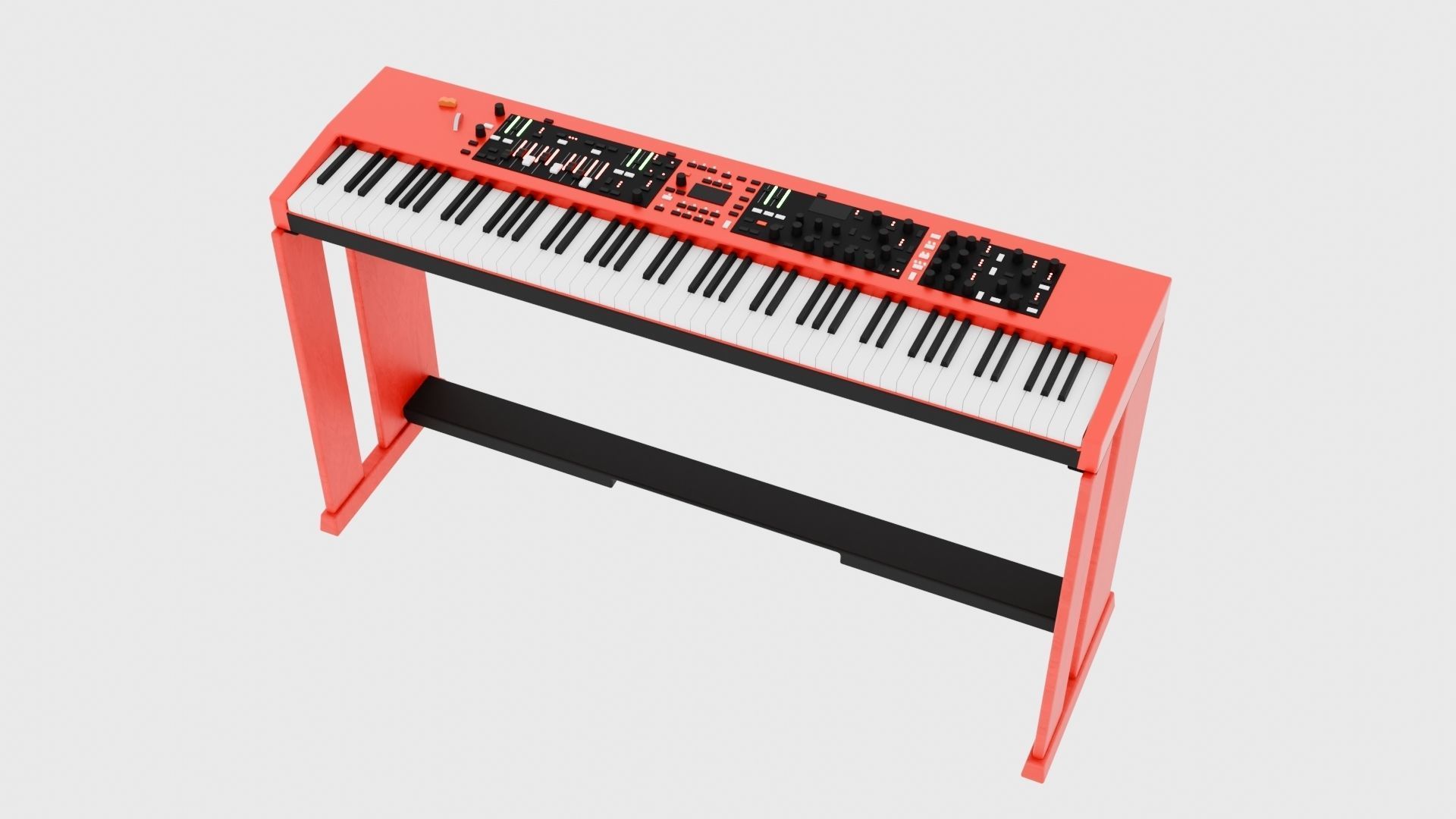 Electric Piano Keyboard Low-poly 3D model_2