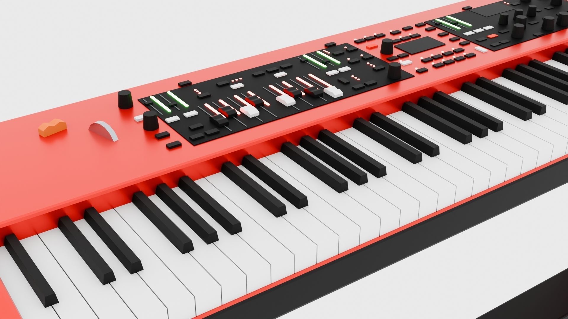 Electric Piano Keyboard Low-poly 3D model_9