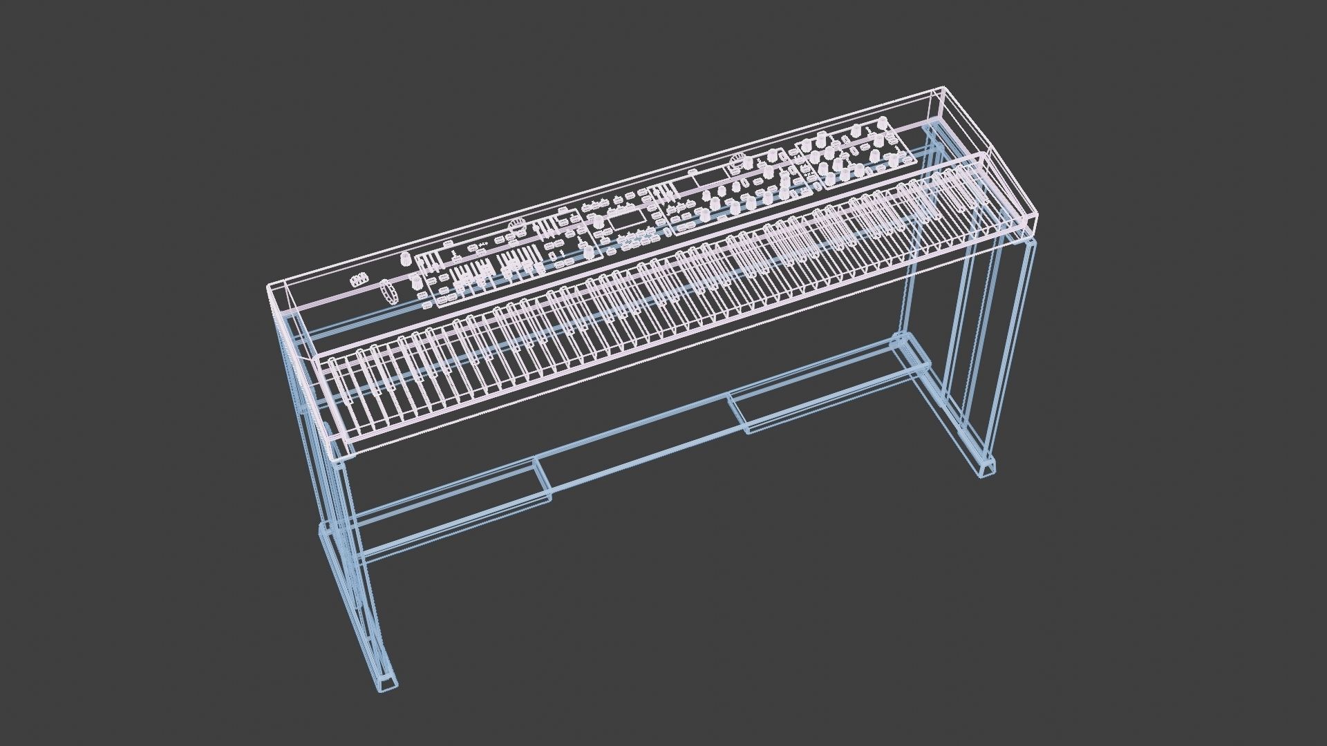 Electric Piano Keyboard Low-poly 3D model_5