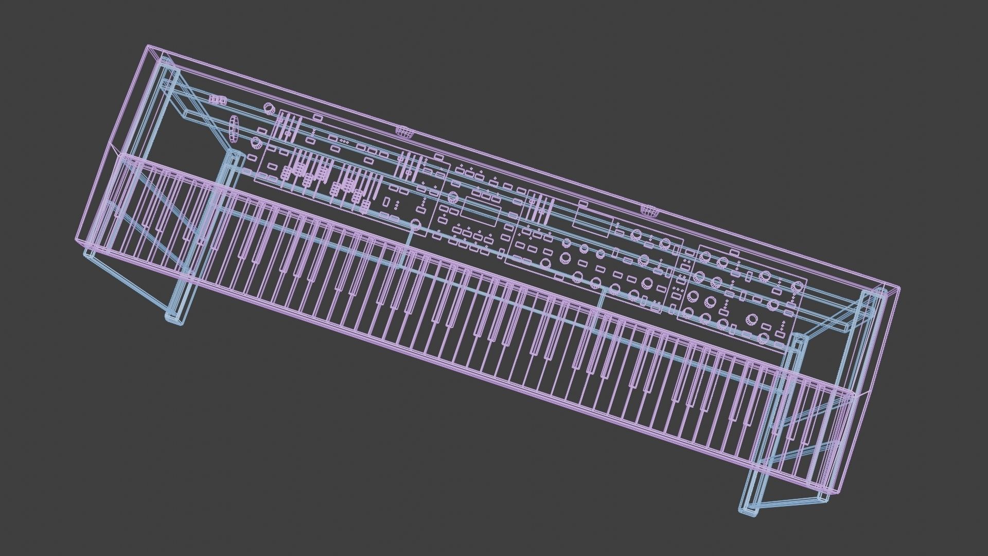 Electric Piano Keyboard Low-poly 3D model_7