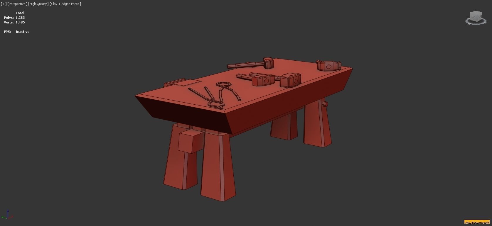 Medieval Smithy with Forge Whetstone Tools Storage and Anvil 3D model_17