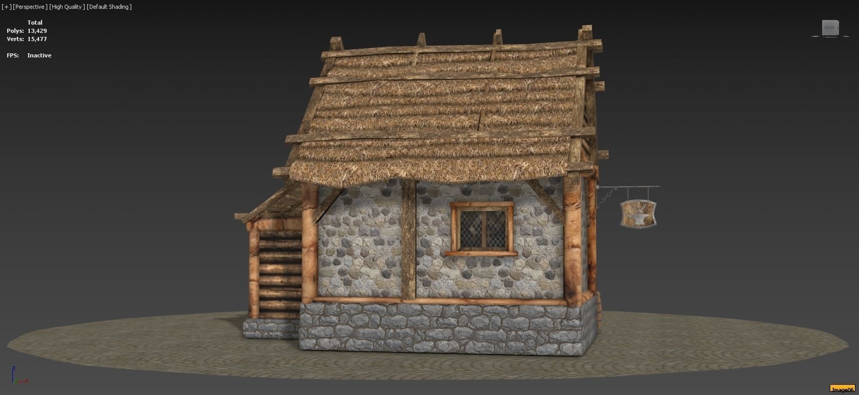 Medieval Smithy with Forge Whetstone Tools Storage and Anvil 3D model_7