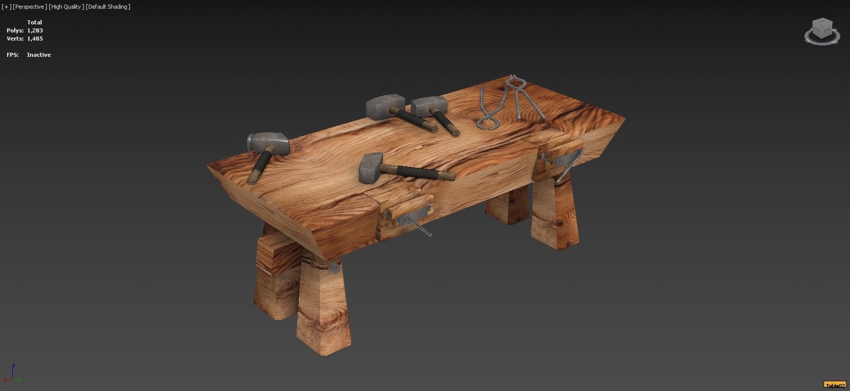 Medieval Smithy with Forge Whetstone Tools Storage and Anvil 3D model_18