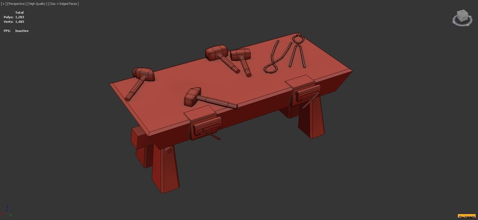 Medieval Smithy with Forge Whetstone Tools Storage and Anvil 3D model_15