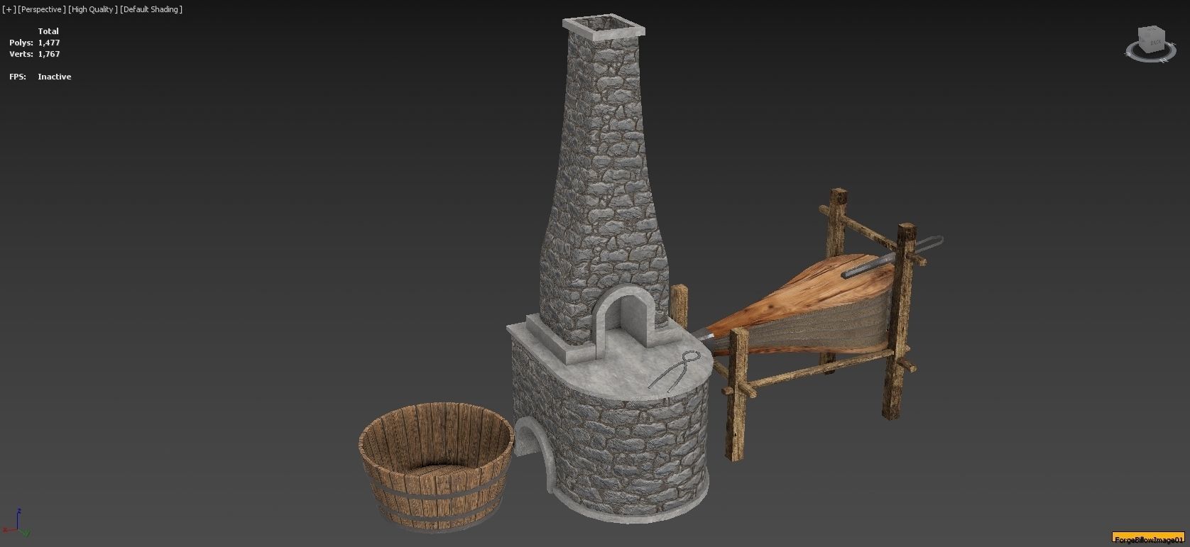 Medieval Smithy with Forge Whetstone Tools Storage and Anvil 3D model_8