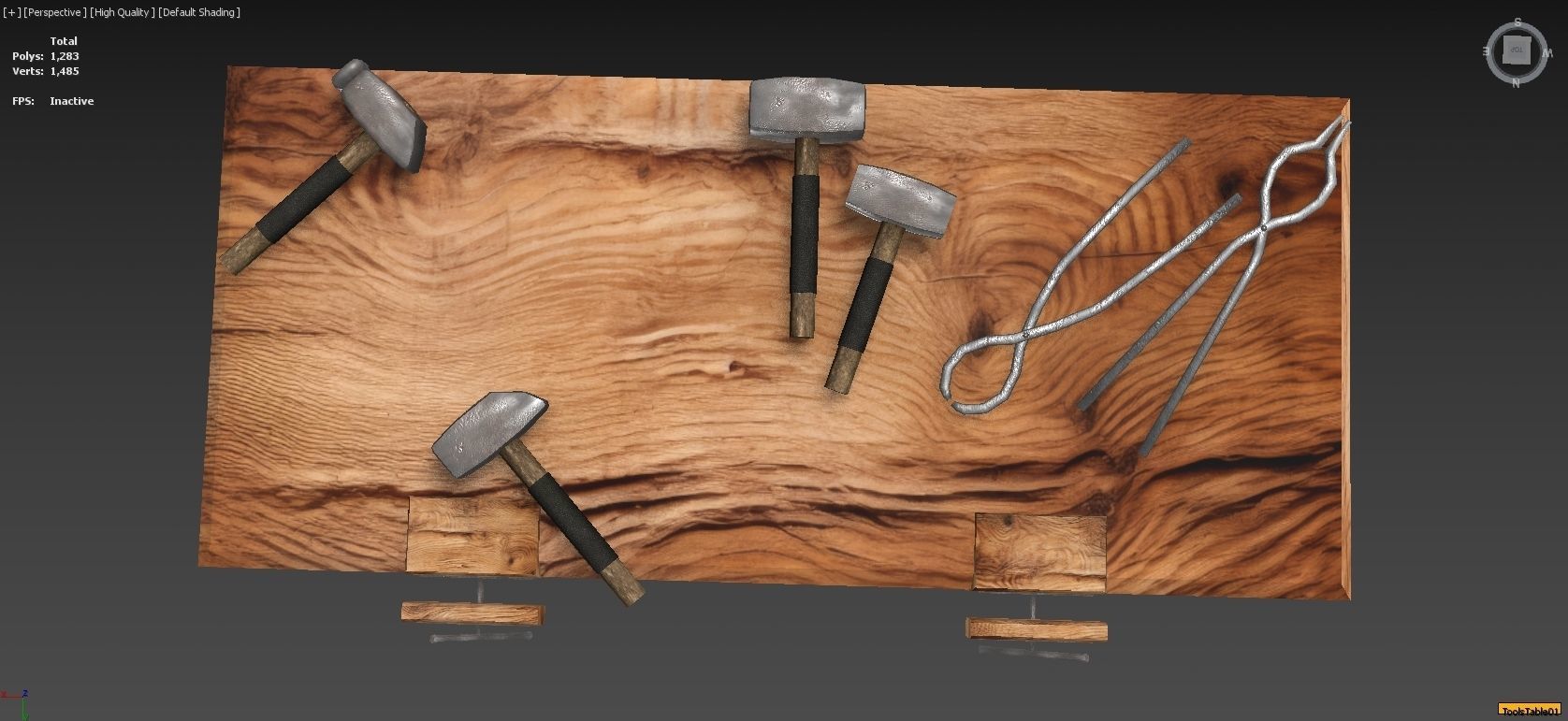 Medieval Smithy with Forge Whetstone Tools Storage and Anvil 3D model_16