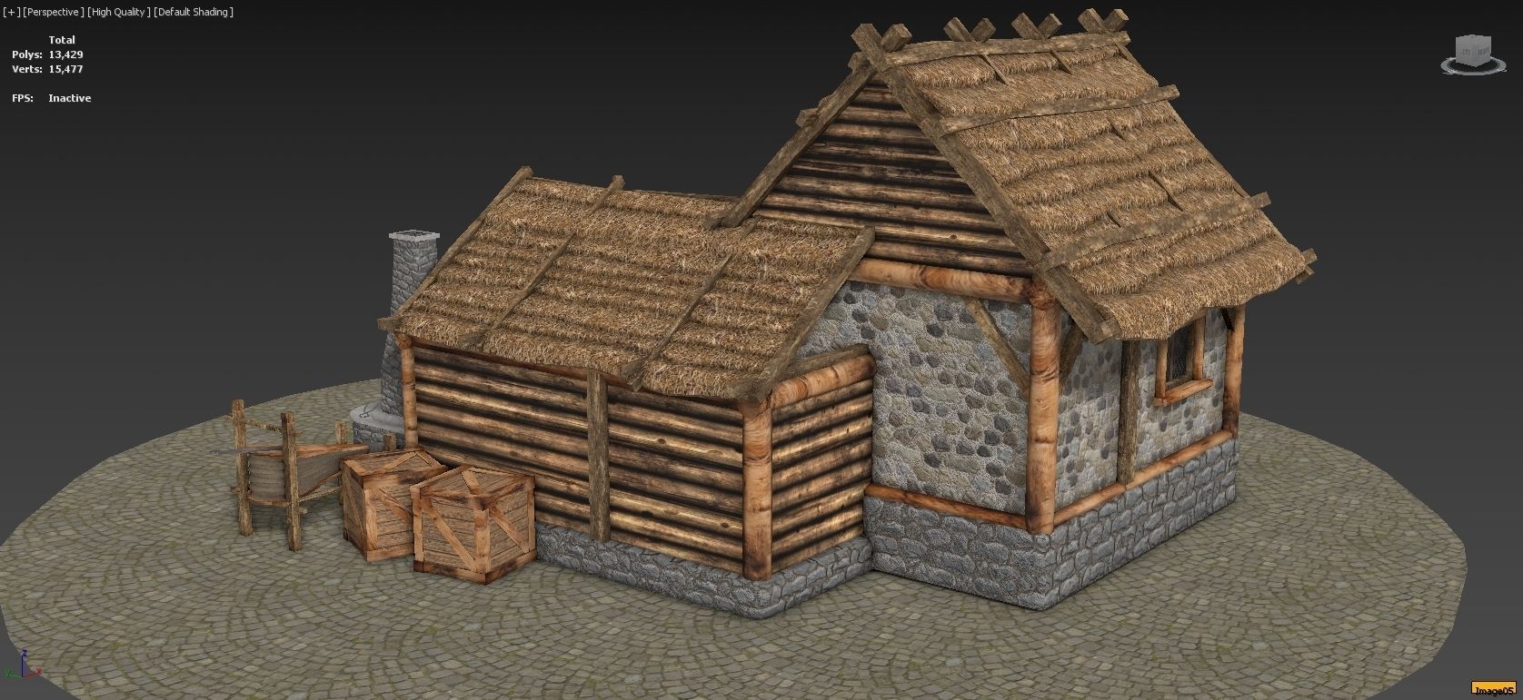 Medieval Smithy with Forge Whetstone Tools Storage and Anvil 3D model_6