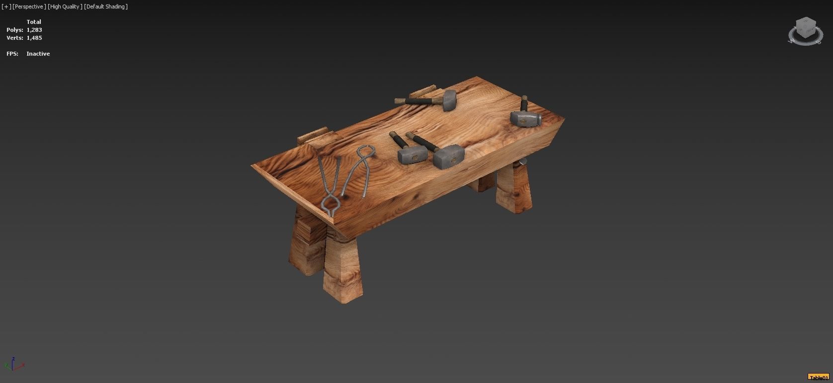 Medieval Smithy with Forge Whetstone Tools Storage and Anvil 3D model_14