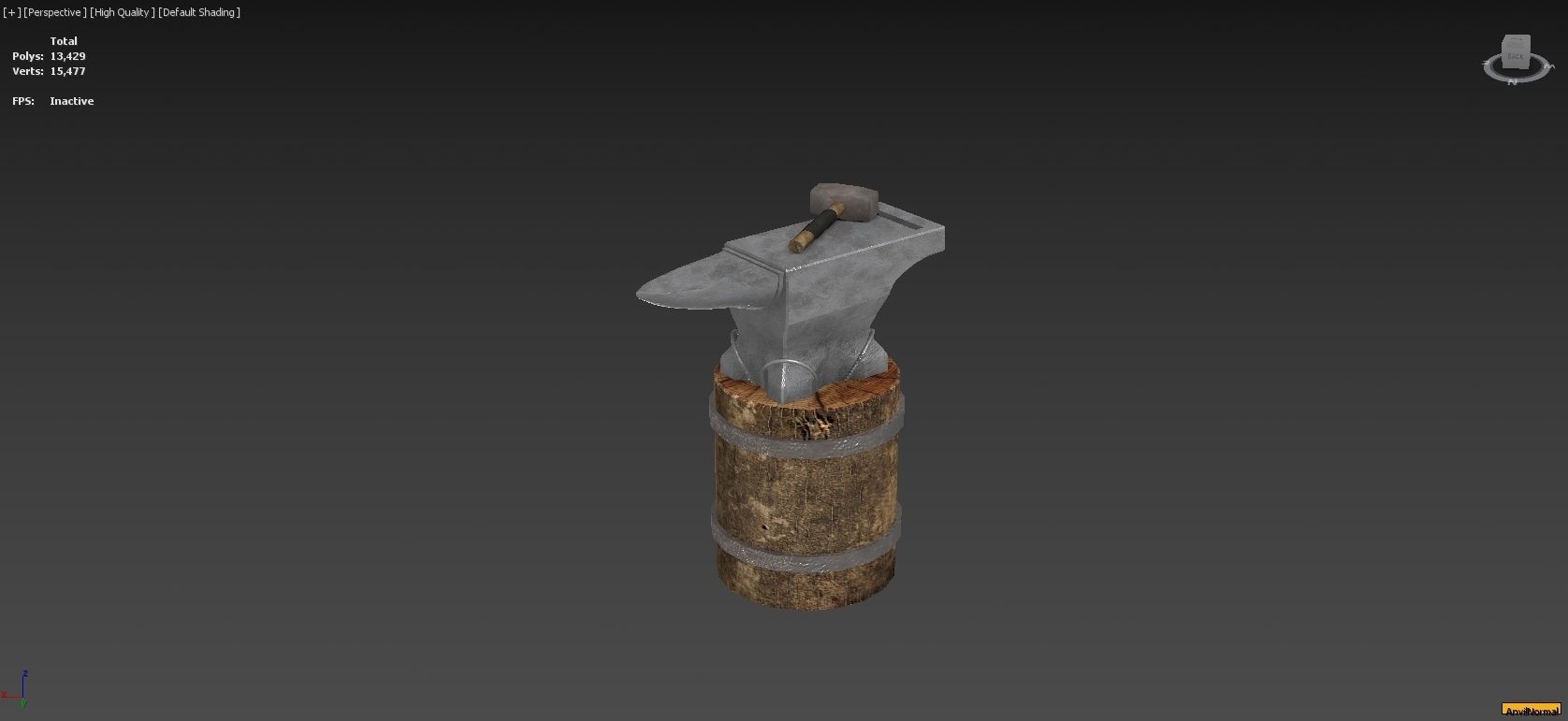 Medieval Smithy with Forge Whetstone Tools Storage and Anvil 3D model_12