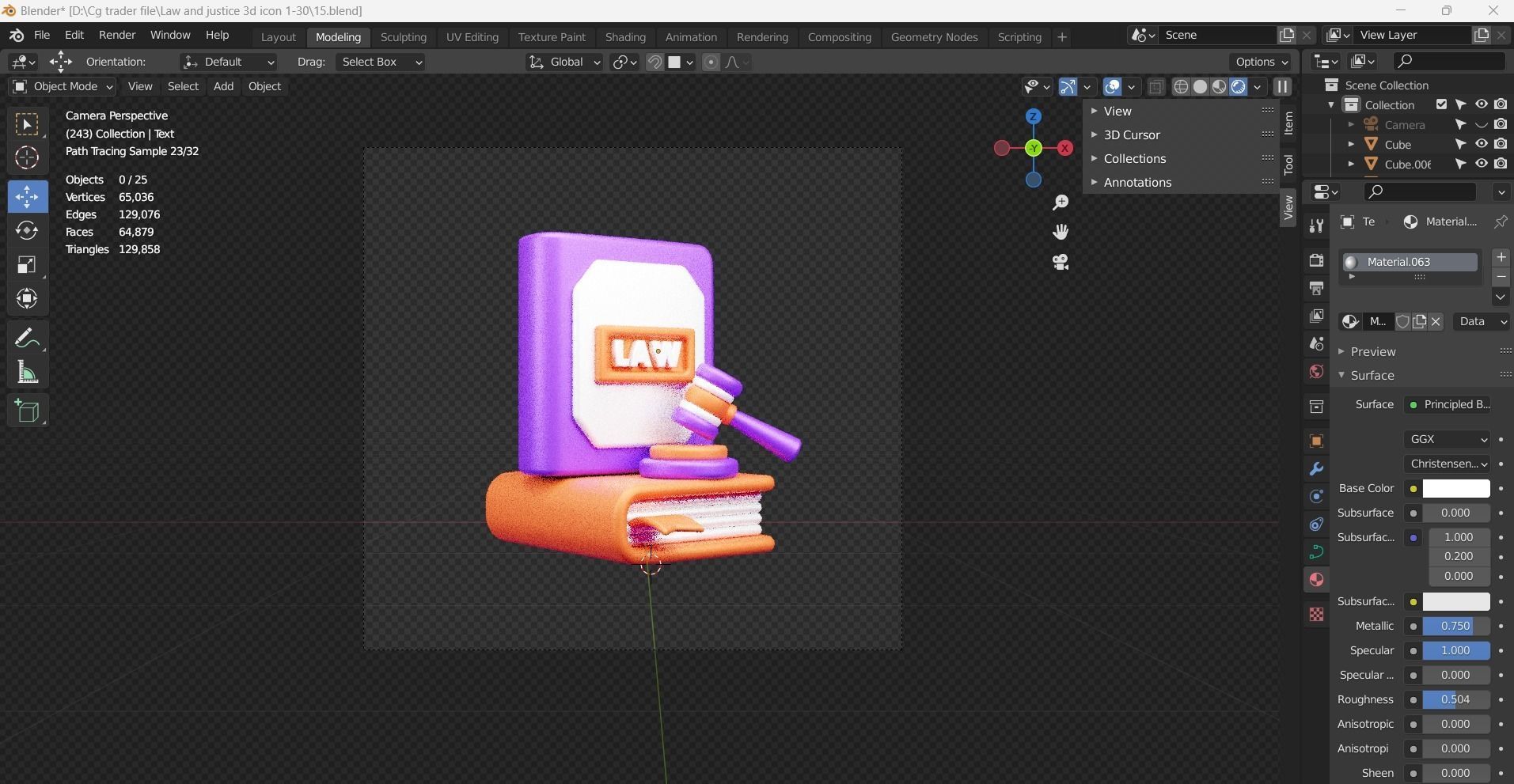 Law and Justice 3d Illustration  Icon Pack  3D model_45