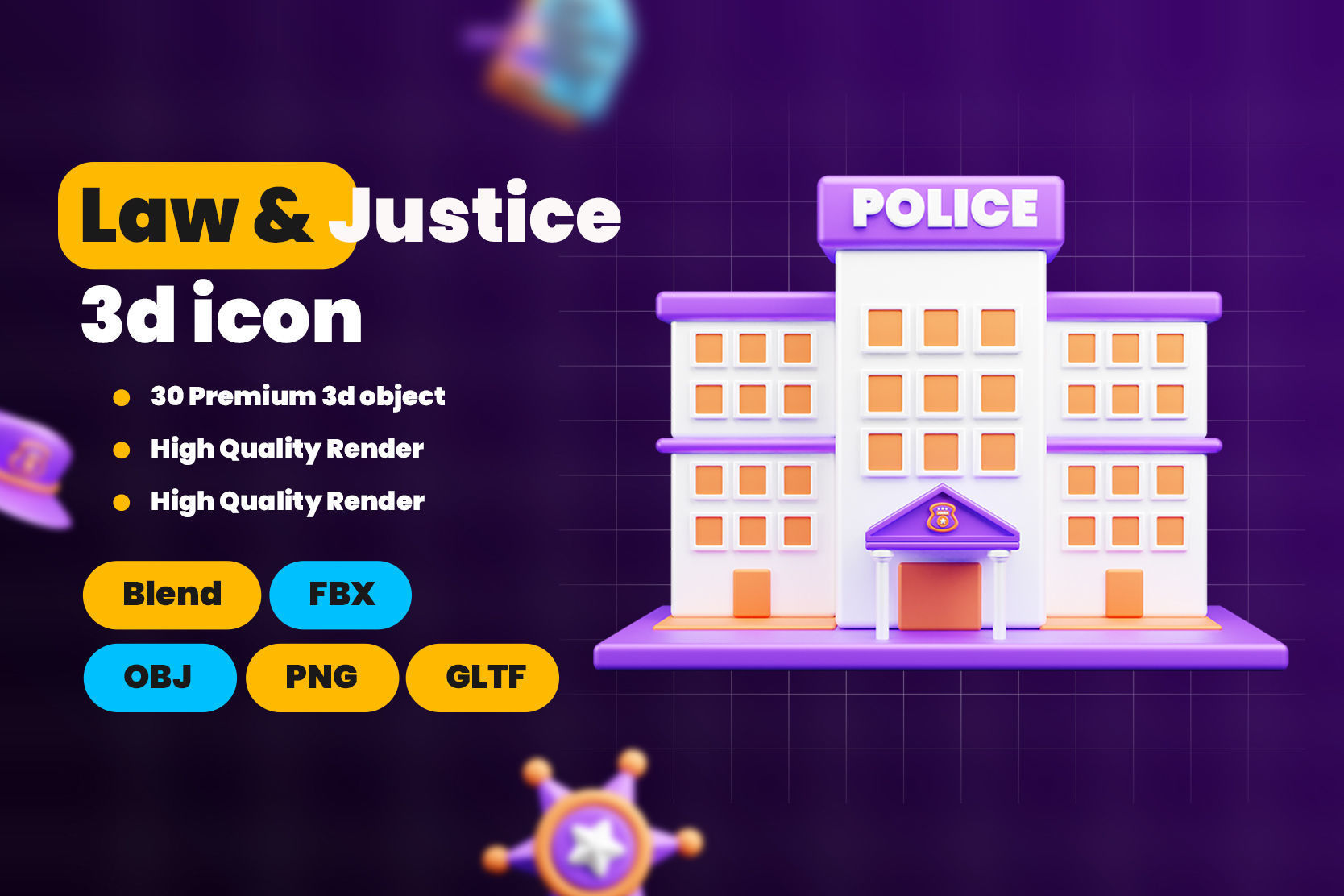 Law and Justice 3d Illustration  Icon Pack  3D model_1