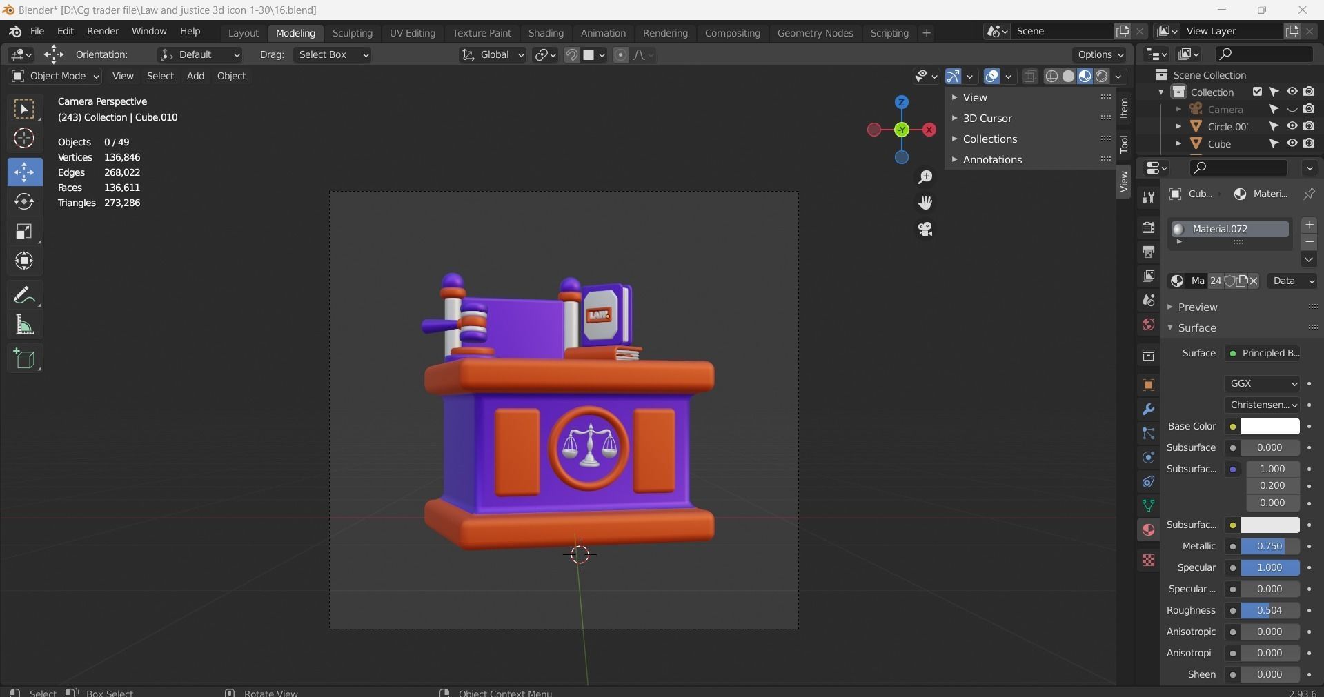 Law and Justice 3d Illustration  Icon Pack  3D model_49