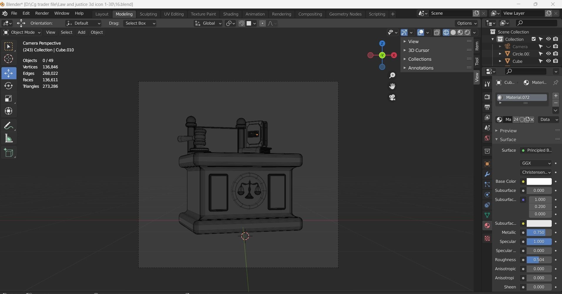 Law and Justice 3d Illustration  Icon Pack  3D model_48