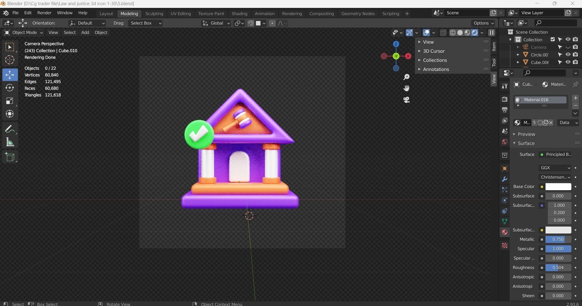 Law and Justice 3d Illustration  Icon Pack  3D model_16