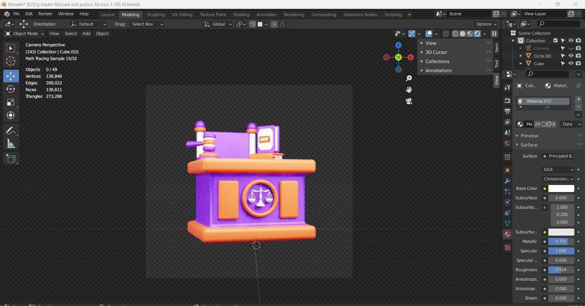Law and Justice 3d Illustration  Icon Pack  3D model_50