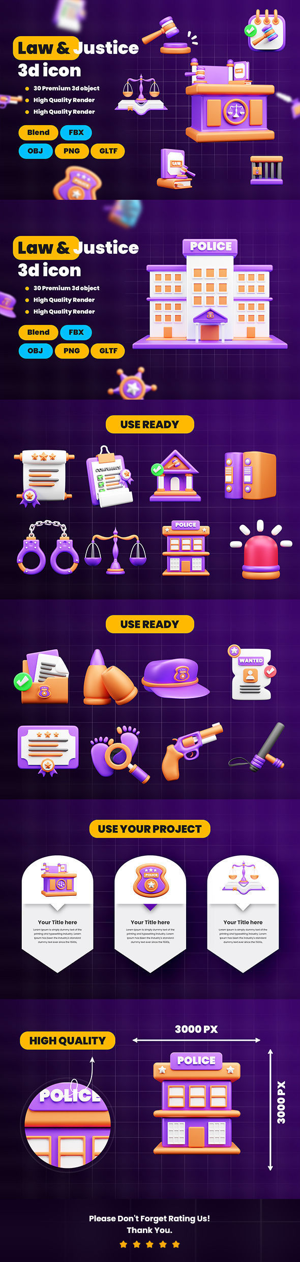 Law and Justice 3d Illustration  Icon Pack  3D model_89