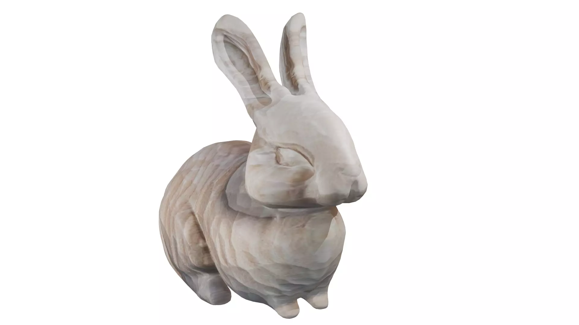 wooden bunny Low-poly 3D model_0