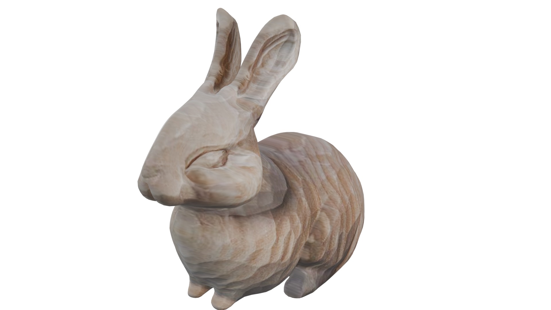 wooden bunny Low-poly 3D model_1