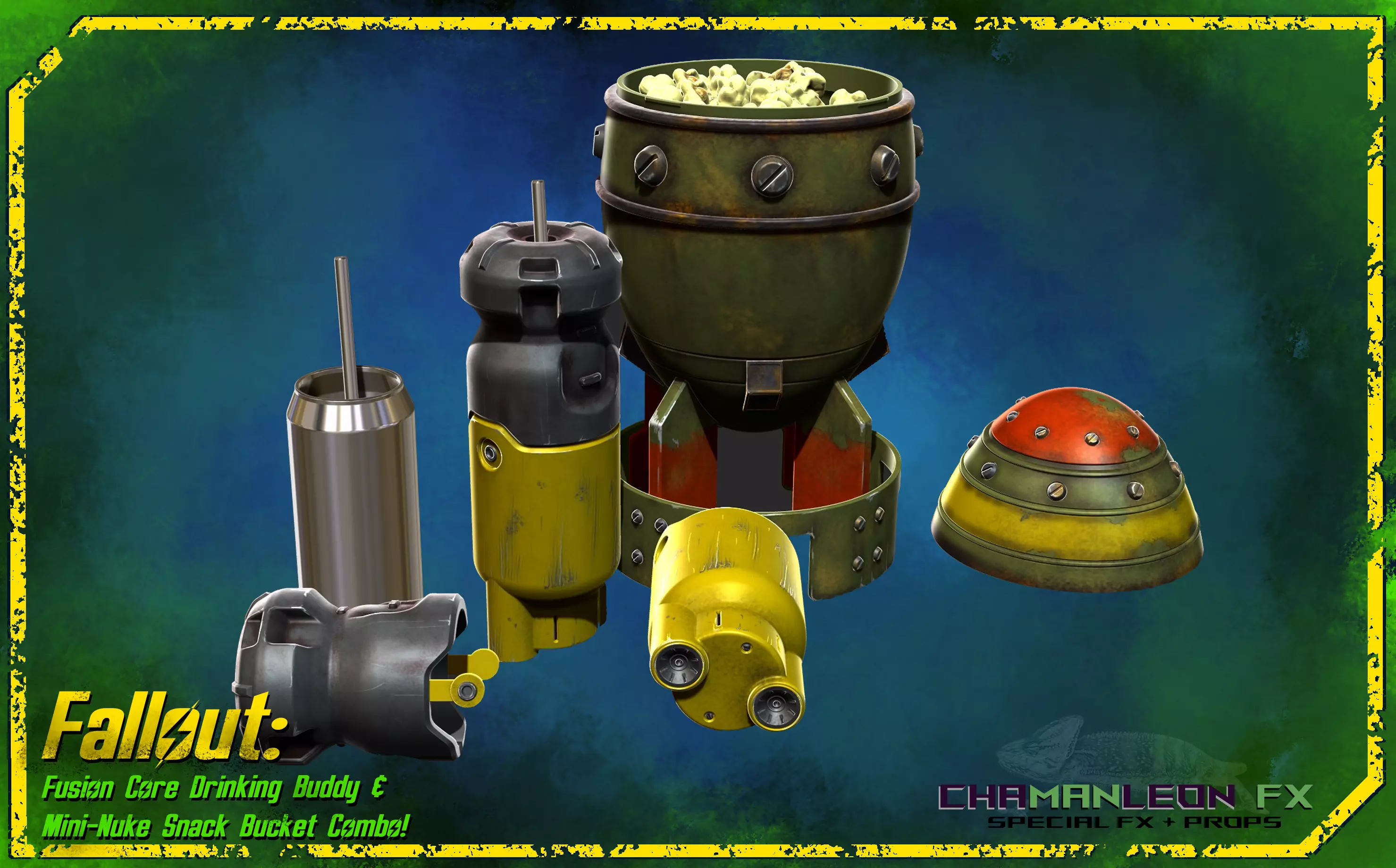 Fallout 4 Fusion Core and Mini Nuke Snack Bucket Combo 3D print model_0