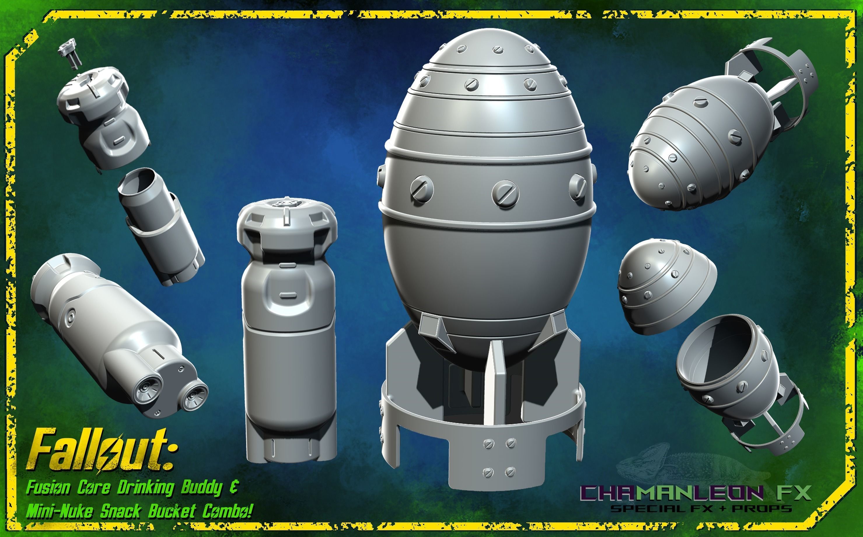 Fallout 4 Fusion Core and Mini Nuke Snack Bucket Combo 3D print model_6