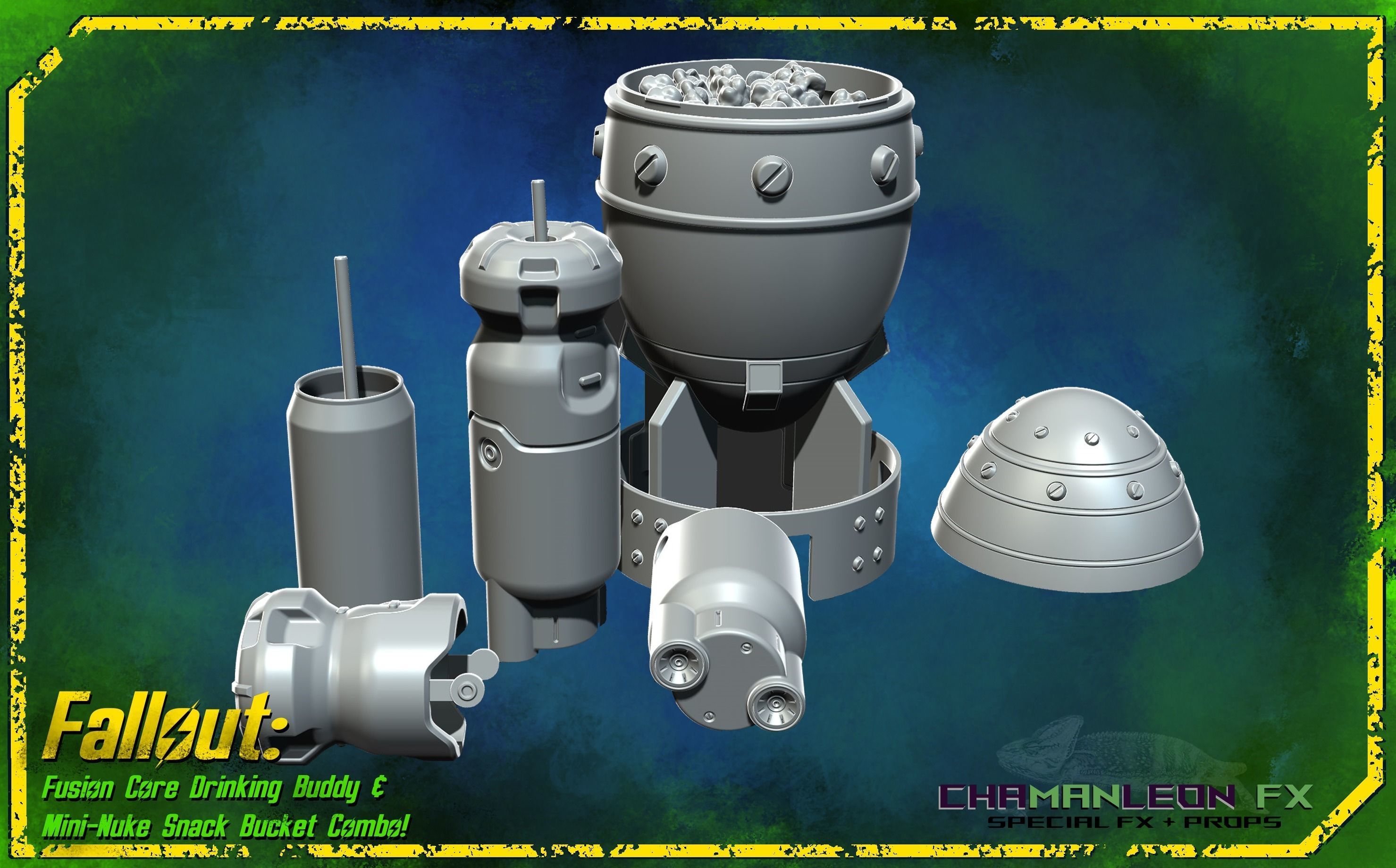 Fallout 4 Fusion Core and Mini Nuke Snack Bucket Combo 3D print model_5