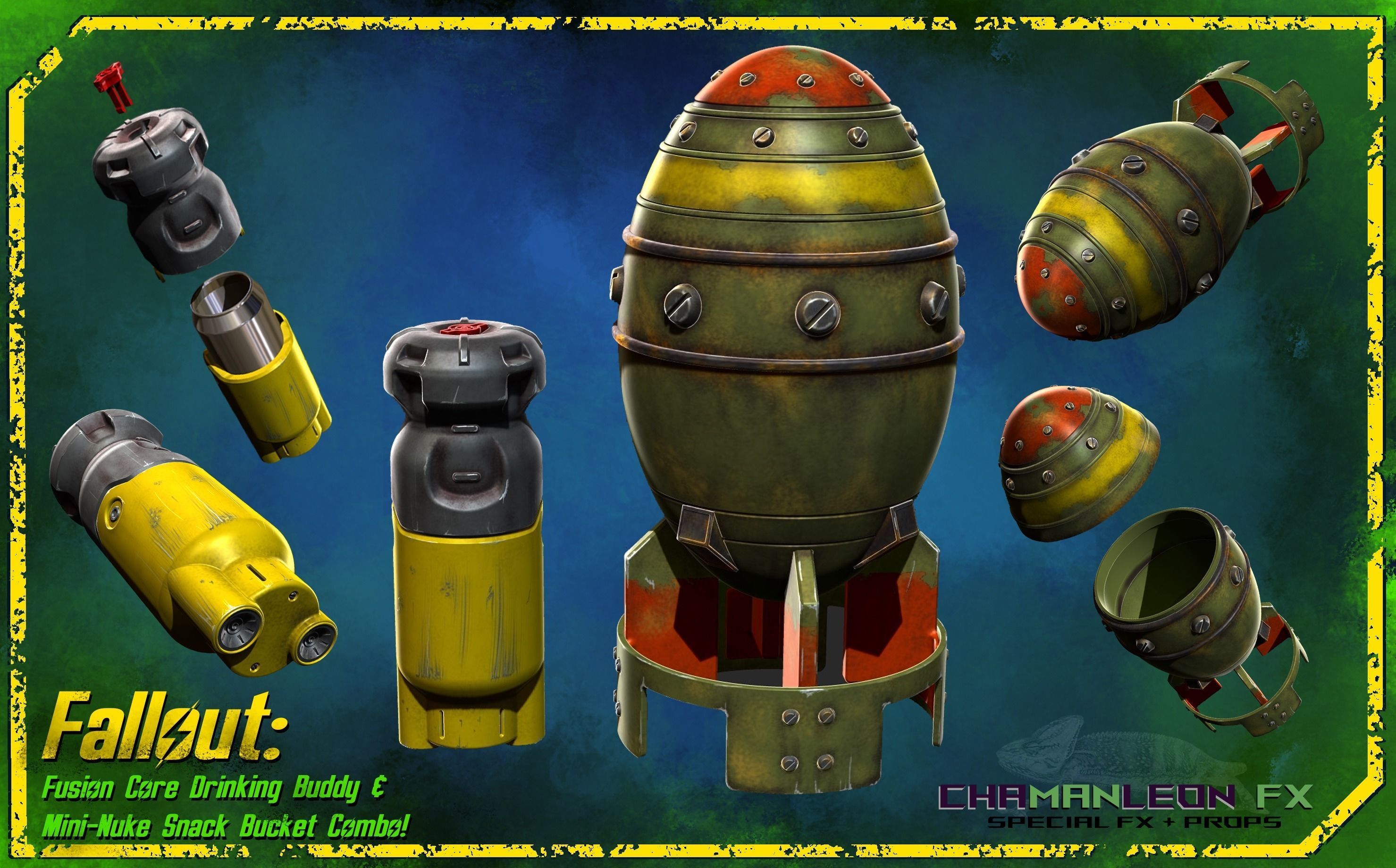 Fallout 4 Fusion Core and Mini Nuke Snack Bucket Combo 3D print model_1