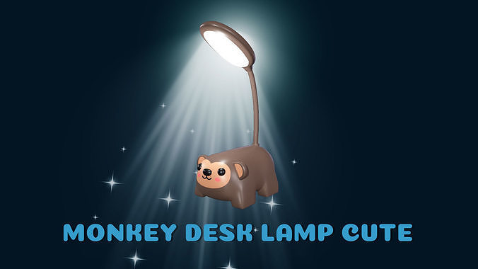 Monkey Desk Lamp Cute Low-poly 3D model