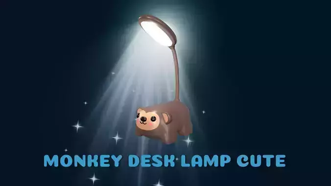 Monkey Desk Lamp Cute Low-poly 3D model