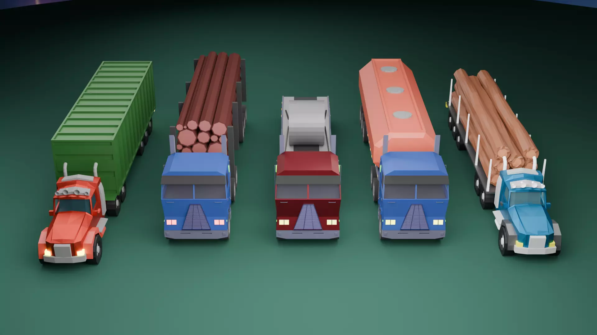 Trucks Low Poly Low-poly 3D model_6